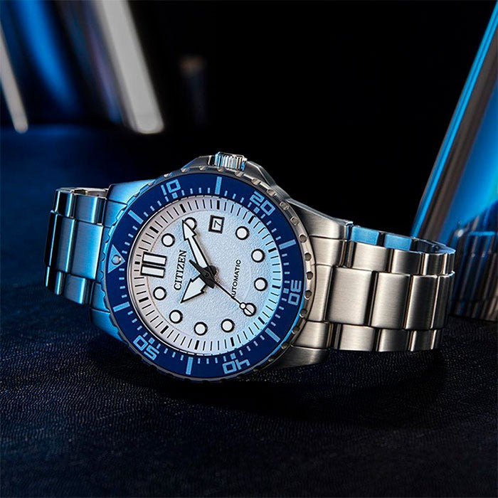 Citizen Mechanical Automatic White Dial Silver Steel Strap Watch for Men - NJ0171-81A