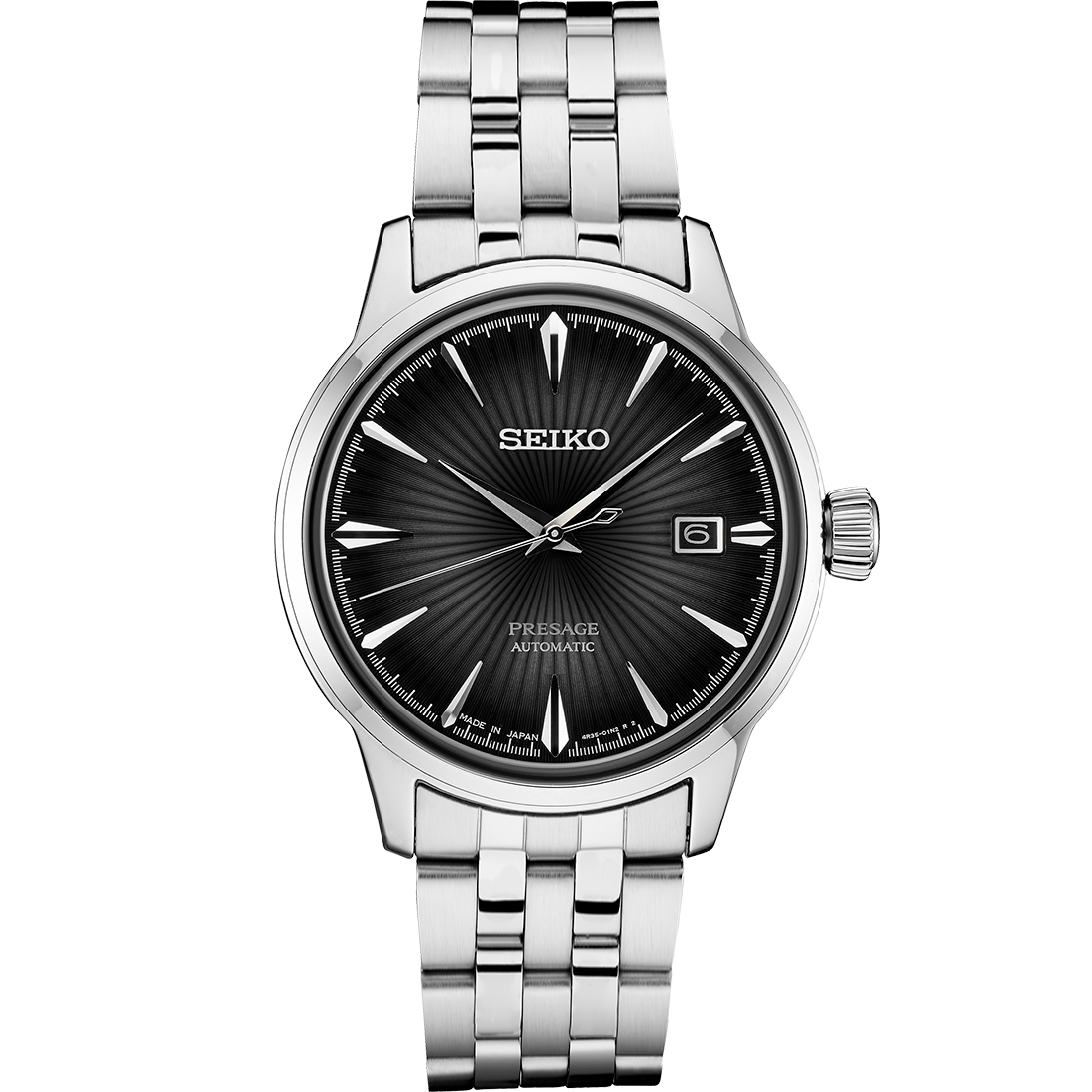 Seiko Presage Cocktail Time Automatic Black Dial Silver Steel Strap Watch for Men - SRPE17J1