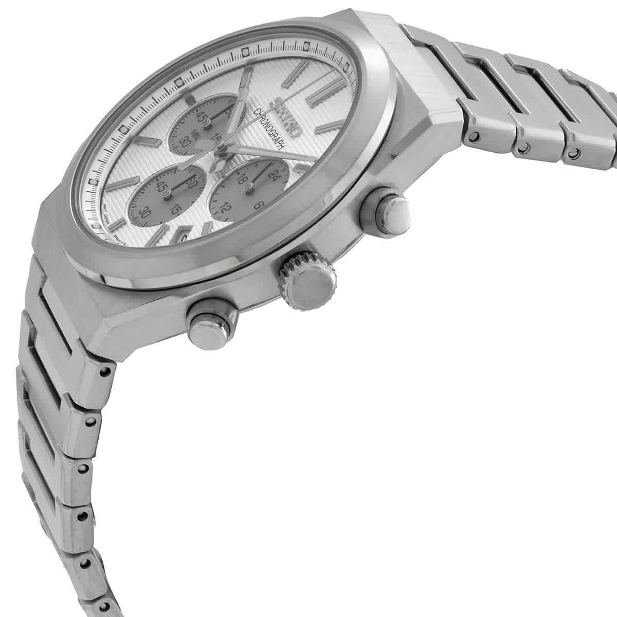 Seiko Conceptual Chronograph White Dial Silver Steel Strap Watch for Men - SSB451P1