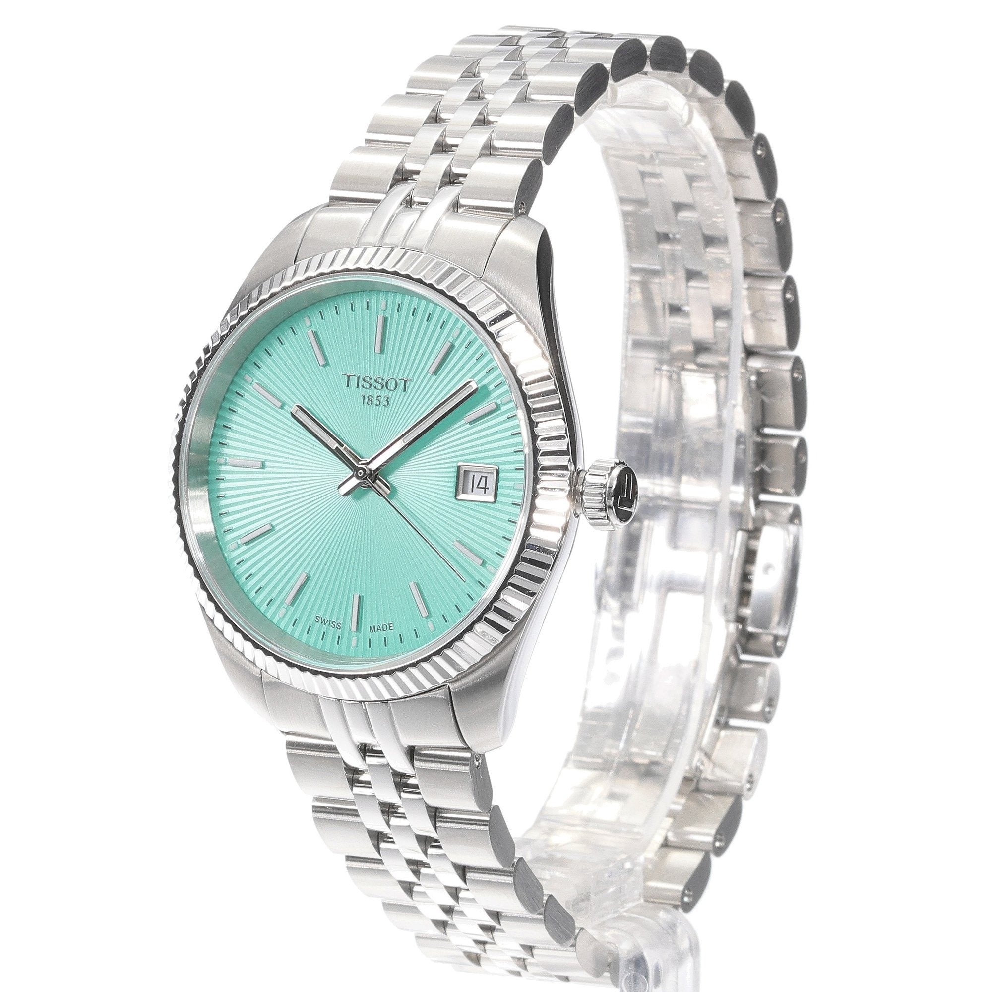 Tissot Ballade Quartz Green Dial Silver Steel Strap Watch for Women - T156.210.11.091.00