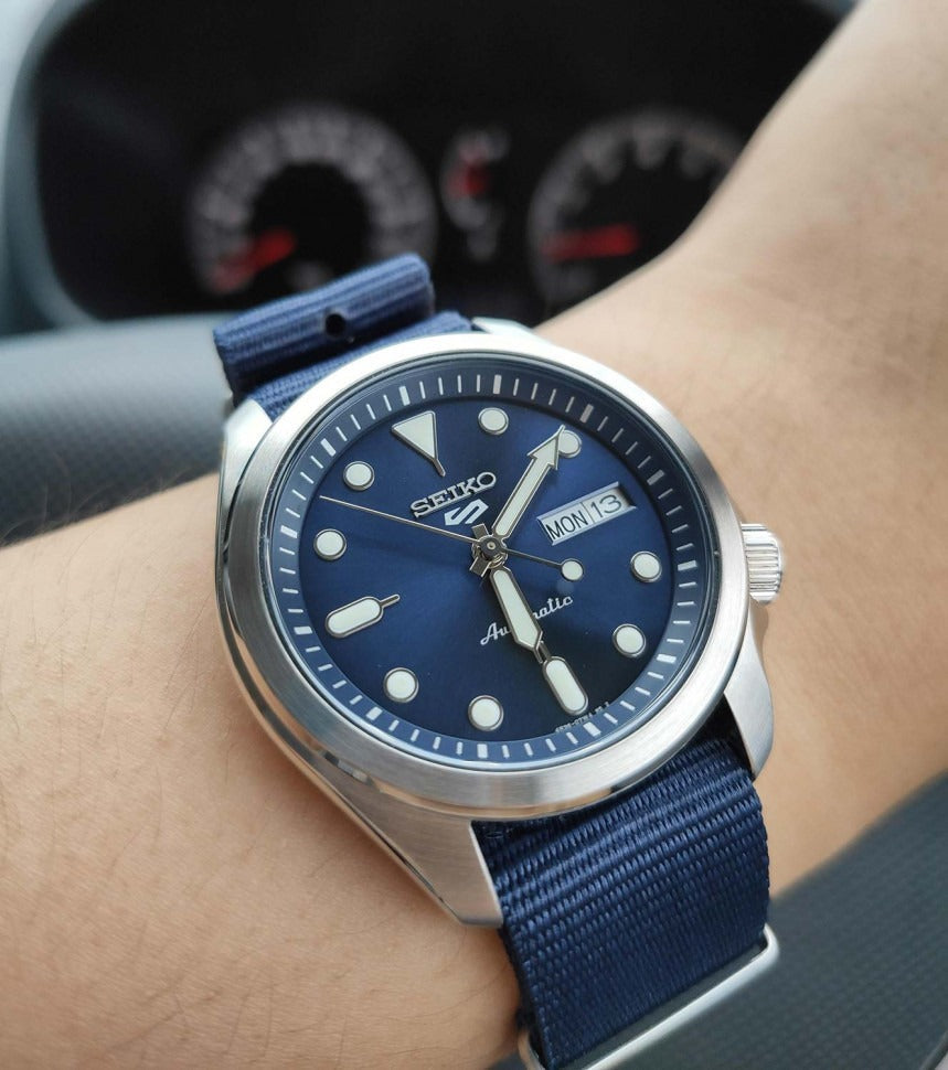 Seiko 5 Sports Automatic Blue Dial Blue Nylon Strap Watch for Men - SRPE63K1
