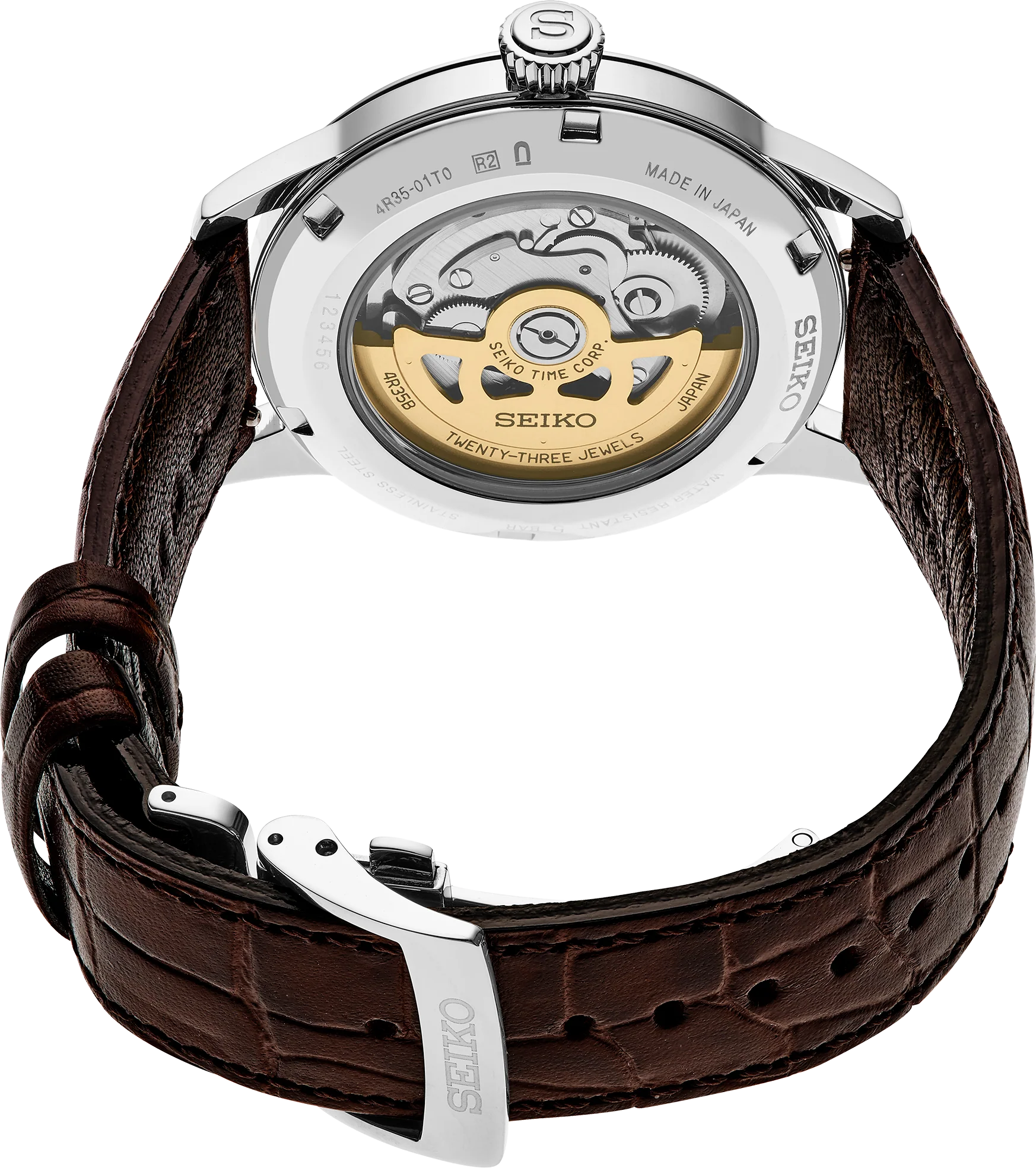Seiko Cocktail Time Automatic Blue Dial Brown Leather Strap Watch for Men - SRPK15K1