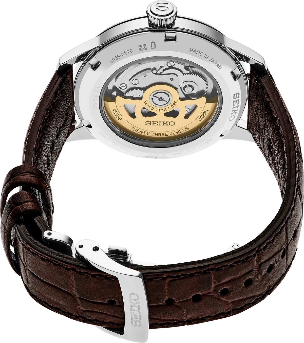 Seiko Presage Cocktail Time Automatic Blue Dial Brown Leather Strap Watch for Men - SRPK15K1