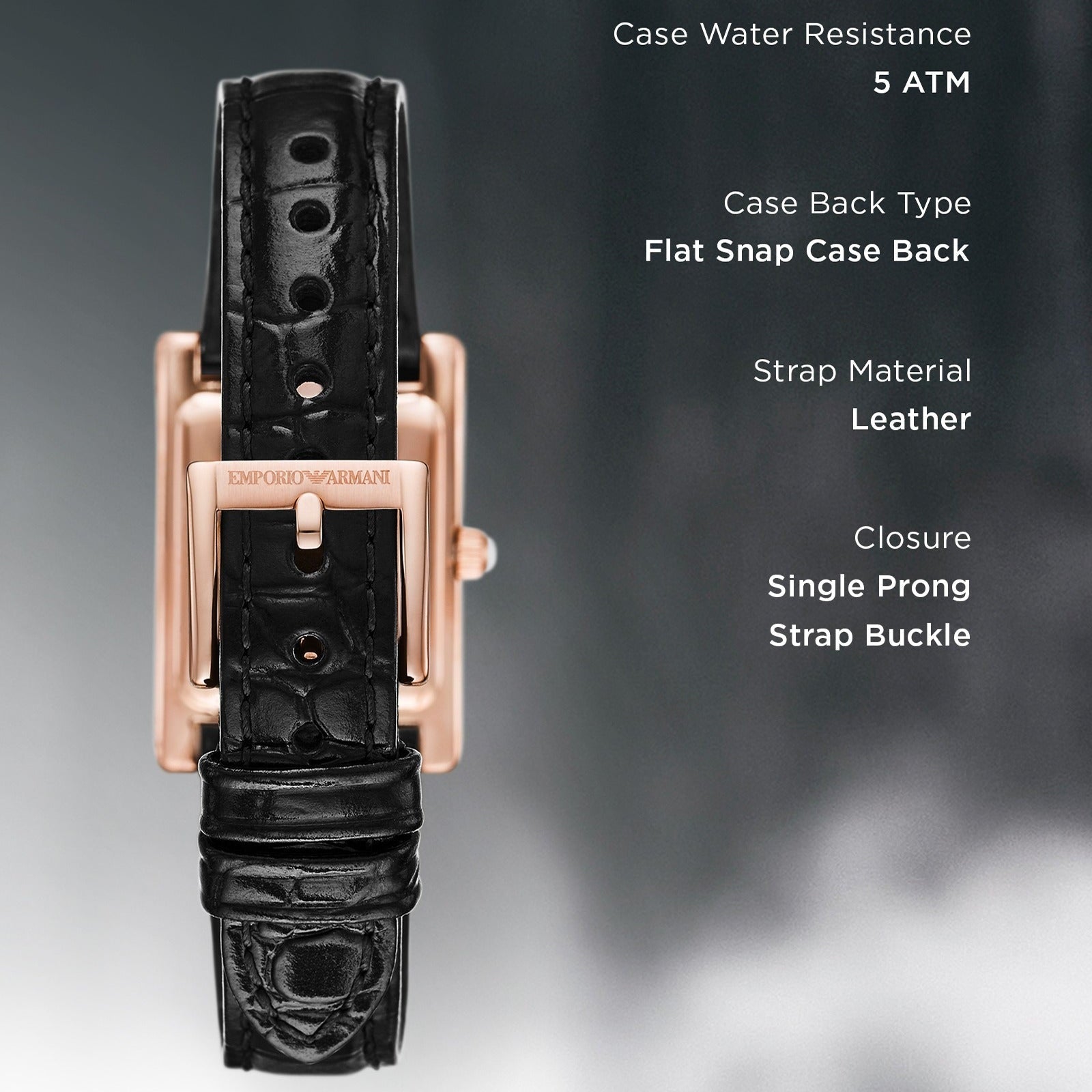 Emporio Armani Genni Silver Dial Black Leather Strap Watch for Women - AR11624