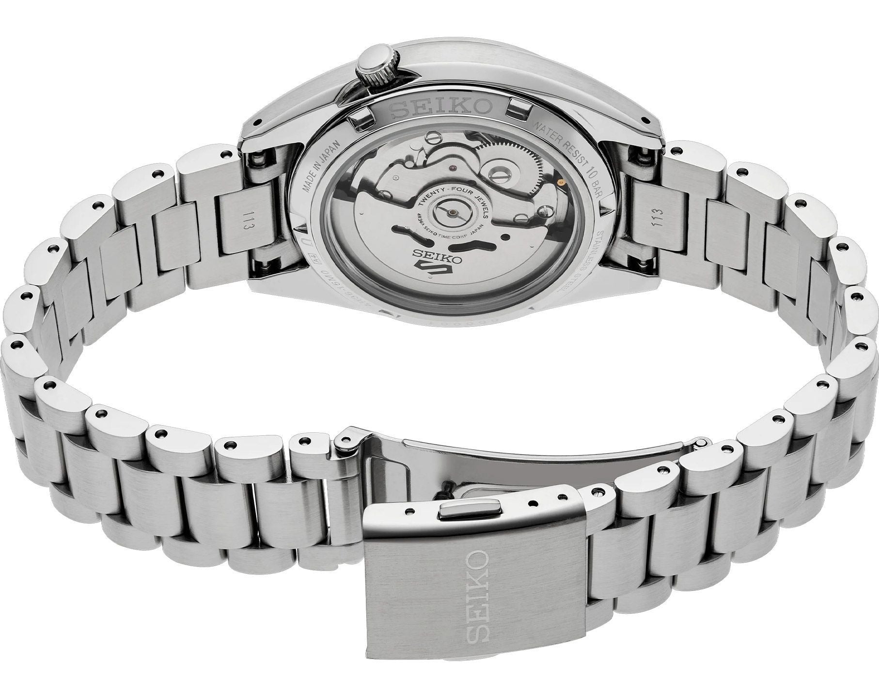 Seiko 5 Sports Automatic Green Dial Silver Steel Strap Watch for Men - SRPL57K1