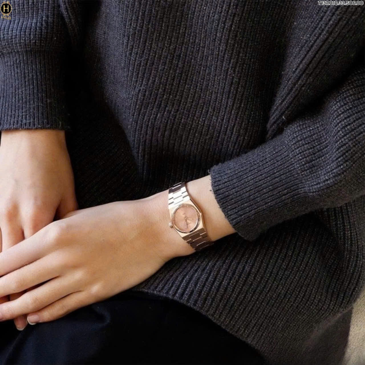 Tissot PRX Diamonds Rose Gold Dial Rose Gold Steel Strap Watch for Women - T137.010.33.506.00