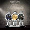 Seiko 5 Sports Automatic Gold Dial Silver Steel Strap Watch for Men - SRPL59K1