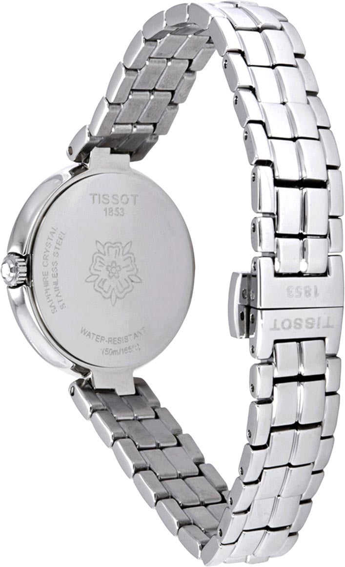 Tissot T-Lady Flamingo Diamonds Mother of Pearl Dial SIlver Steel Strap Watch for Women - T094.210.11.116.02