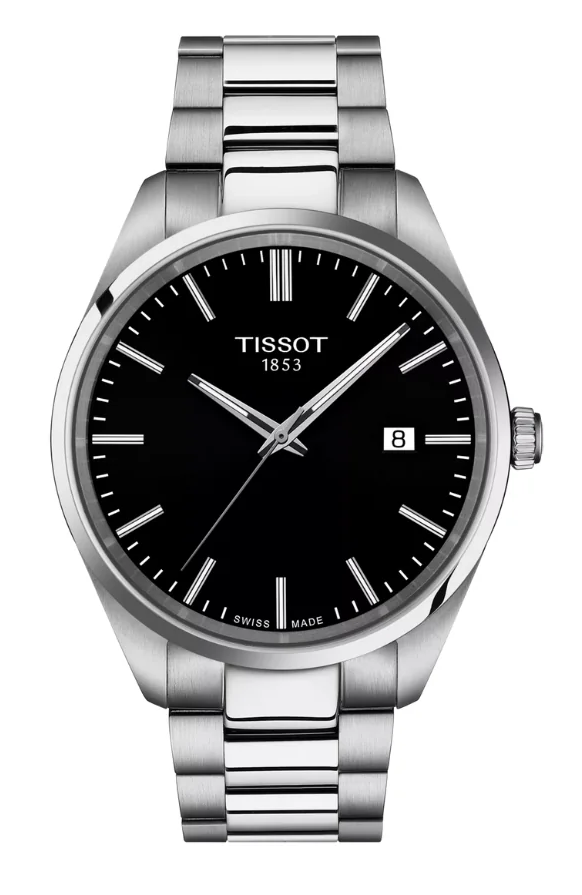 Tissot PR 100 Black Dial Silver Steel Strap Watch for Men - T150.410.11.051.00