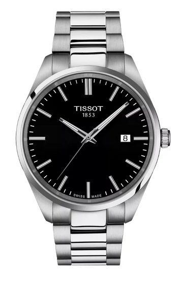 Tissot PR 100 Black Dial Silver Steel Strap Watch for Men - T150.410.11.051.00