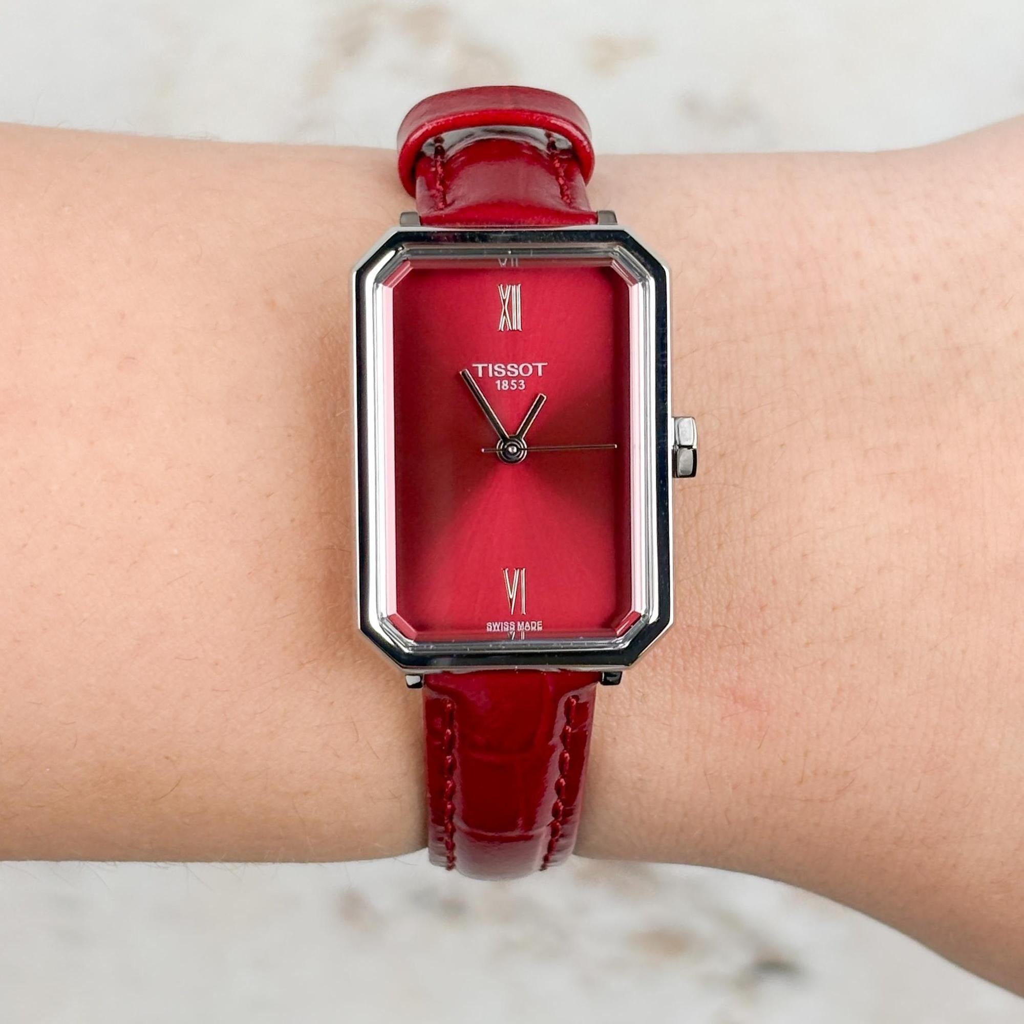 Tissot SRV Red Dial Red Leather Strap Watch for Women - T160.110.16.423.00