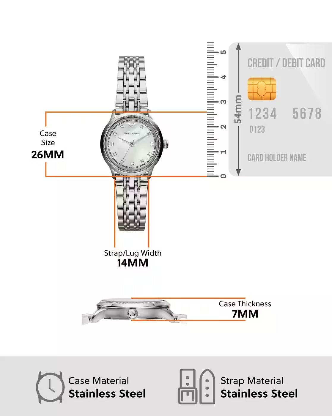 Emporio Armani Alpha Mother of Pearl Dial Silver Steel Strap Watch for Women - AR1803