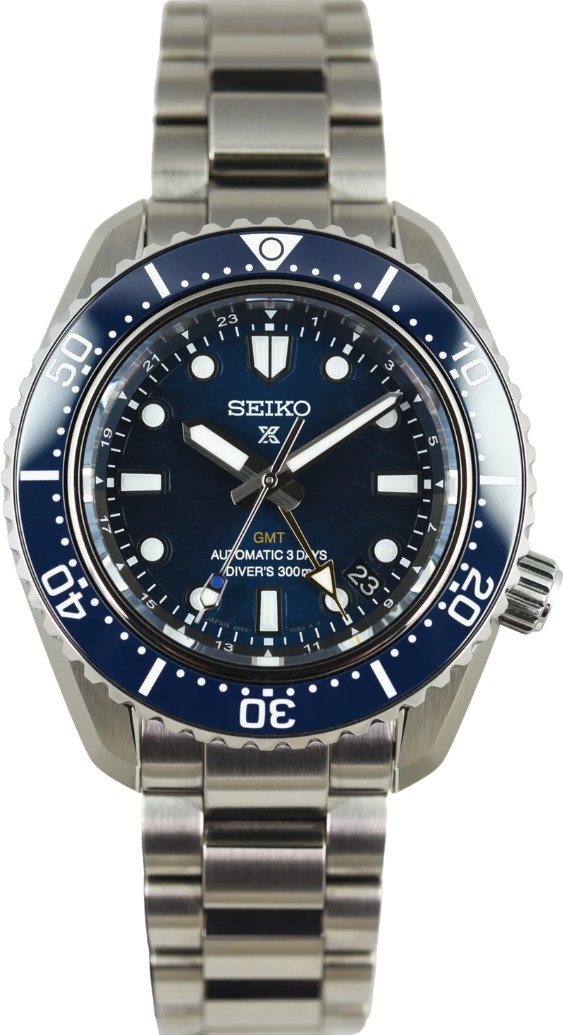 Seiko Prospex 1968 Heritage Divers GMT The Great Wave Limited Edition Blue Dial Silver Steel Strap Watch for Men - SPB509J1