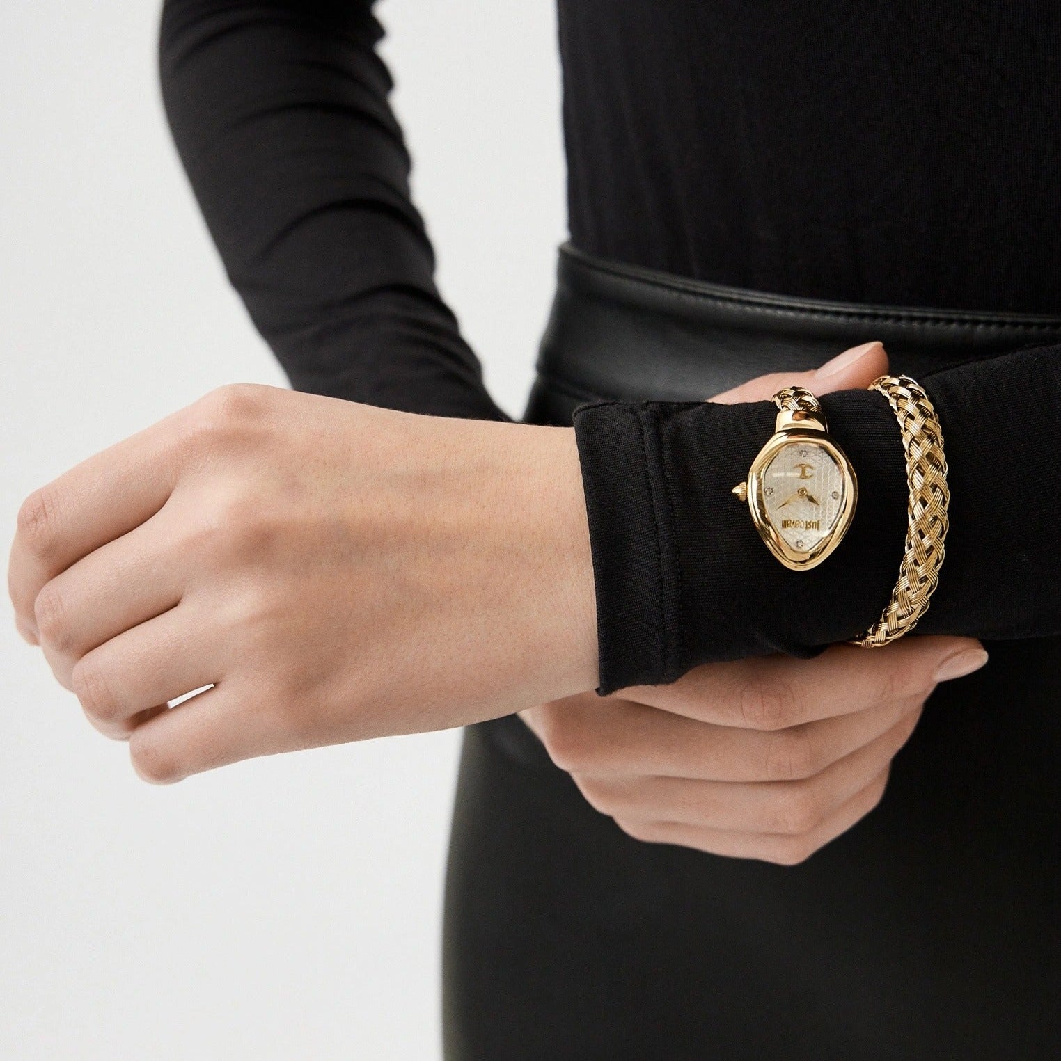 Just Cavalli Novara Silver Dial Gold Steel Strap Watch for Women - JC1L264M0025