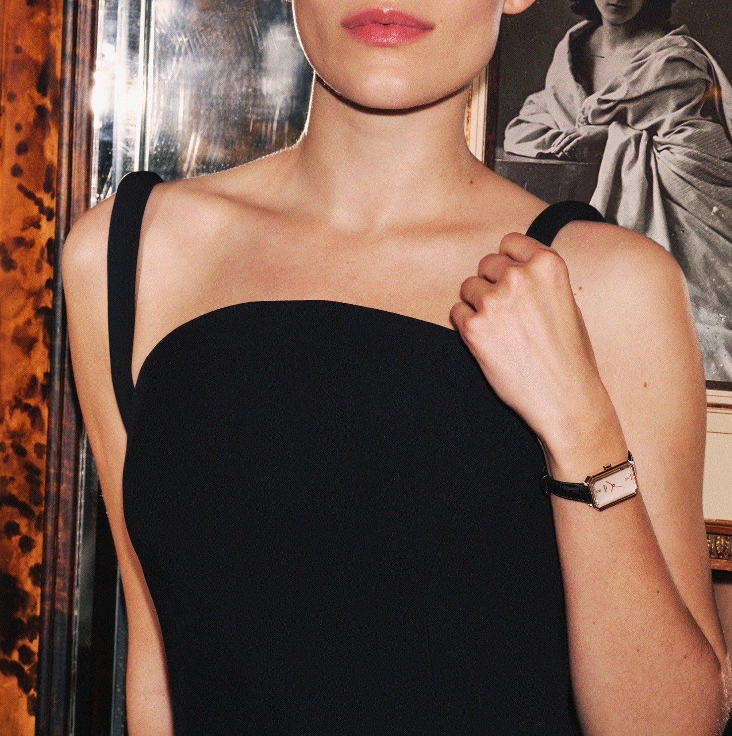 Tissot SRV White Mother of Pearl Dial Black Leather Strap Watch for Women - T160.110.36.113.00