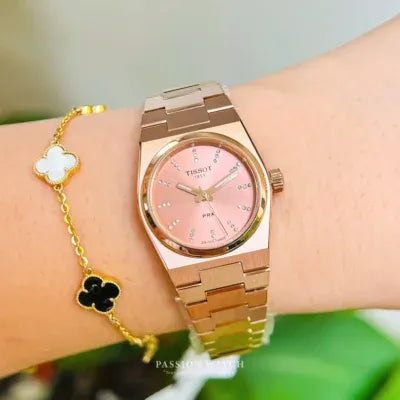 Tissot PRX Diamonds Rose Gold Dial Rose Gold Steel Strap Watch for Women - T137.010.33.506.00