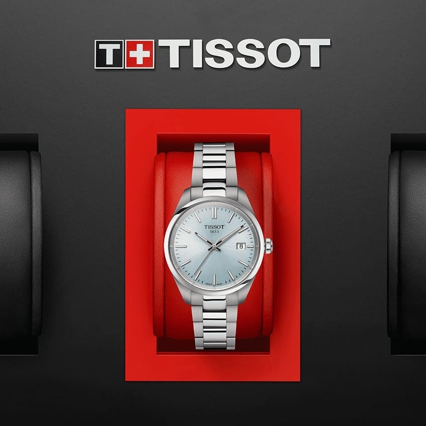 Tissot PR 100 Ice Blue Dial Silver Steel Strap Watch for Women - T150.210.11.351.00