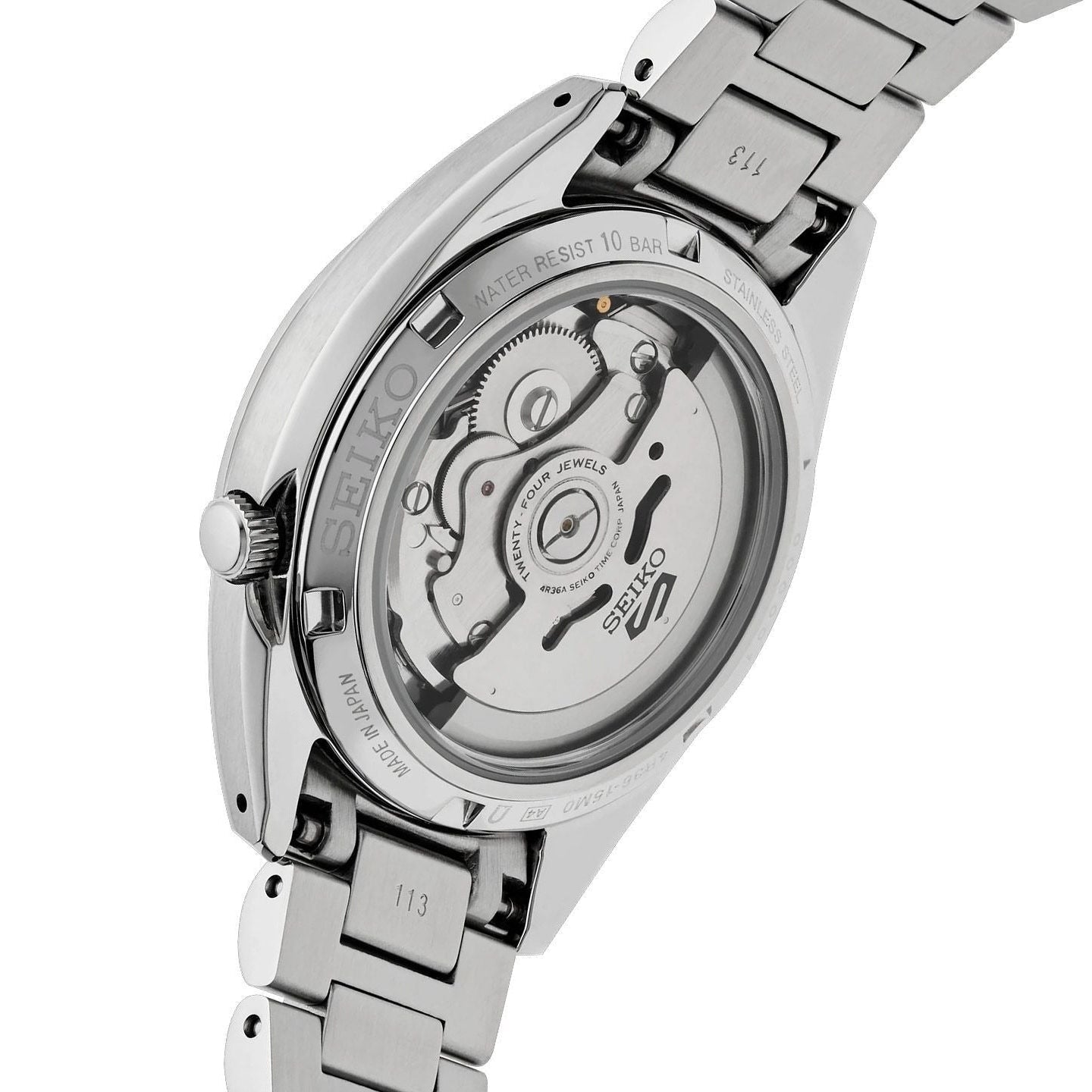 Seiko 5 Sports Automatic Blue Dial Silver Steel Strap Watch for Men - SRPL55K1