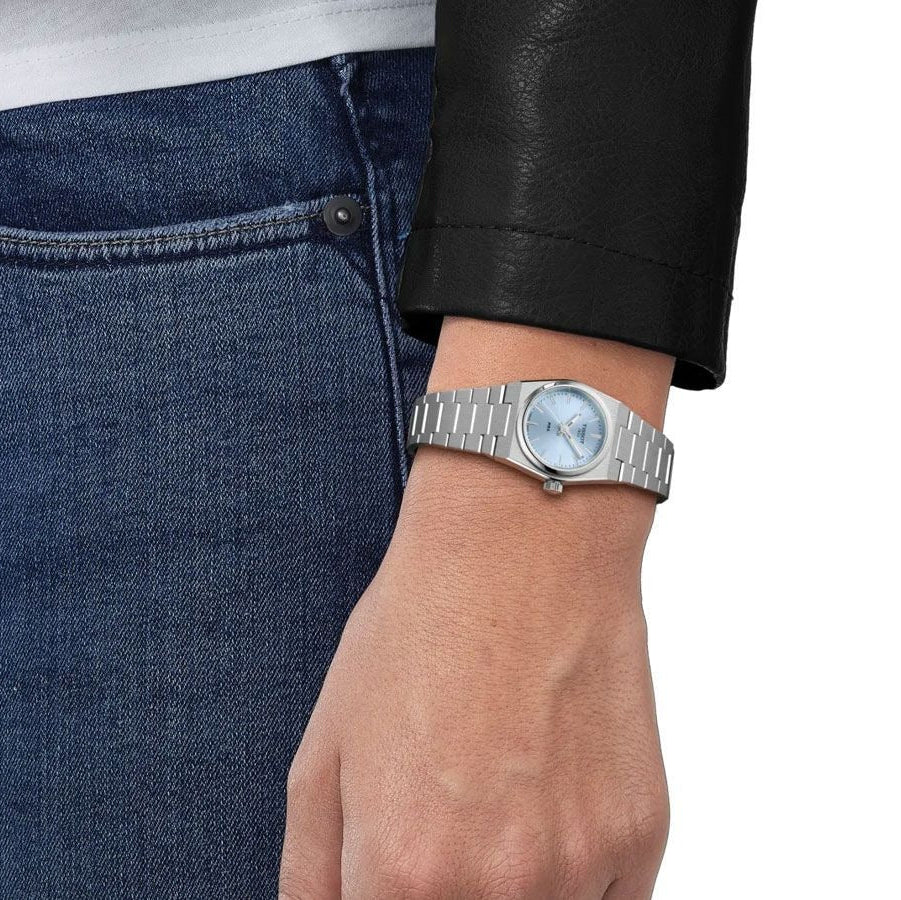 Tissot PRX Quartz Ice Blue Dial Silver Steel Strap Watch for Women - T137.010.11.351.00