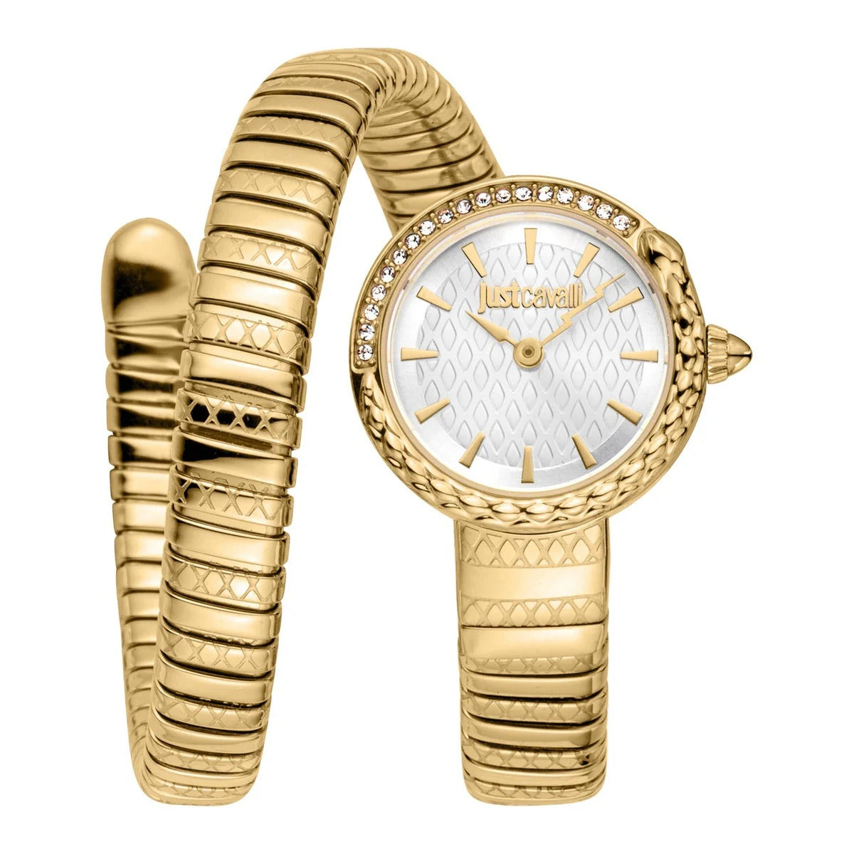 Just Cavalli Enchanting Mother of Pearl Dial Gold Steel Strap Watch for Women - JC1L302M0025