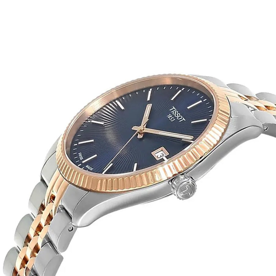 Tissot Ballade Quartz Blue Dial Two Tone Steel Strap Watch for Men - T156.410.22.041.00