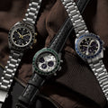Seiko Prospex Speedtimer Solar Chronograph Ivory Dial Black Leather Strap Watch for Men - SSC943