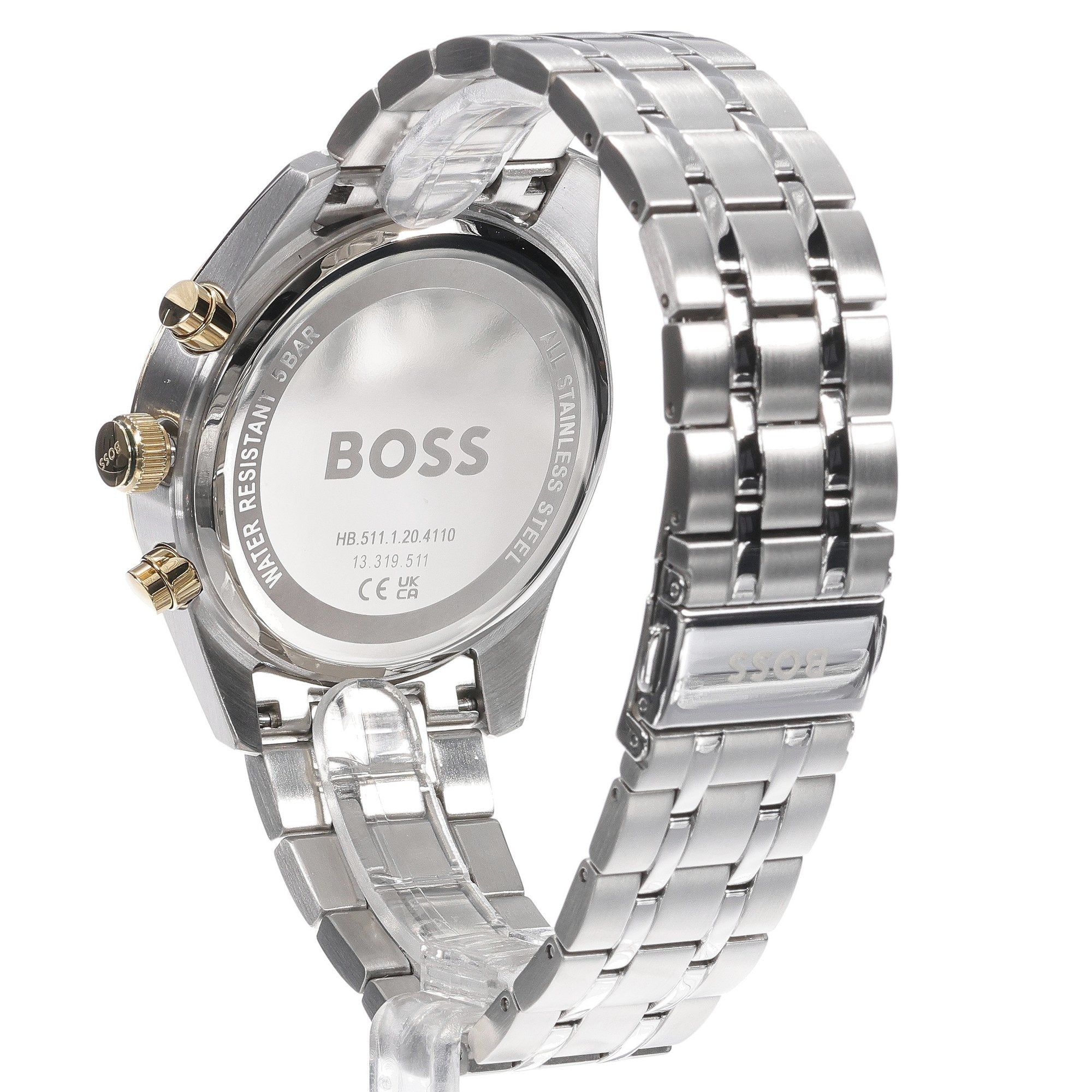 Hugo Boss Skytraveller Chronograph Green Dial Silver Steel Strap Watch for Men - 1514195