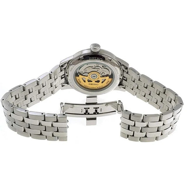 Seiko Presage Cocktail Time Automatic Black Dial Silver Steel Strap Watch for Men - SRPE17J1