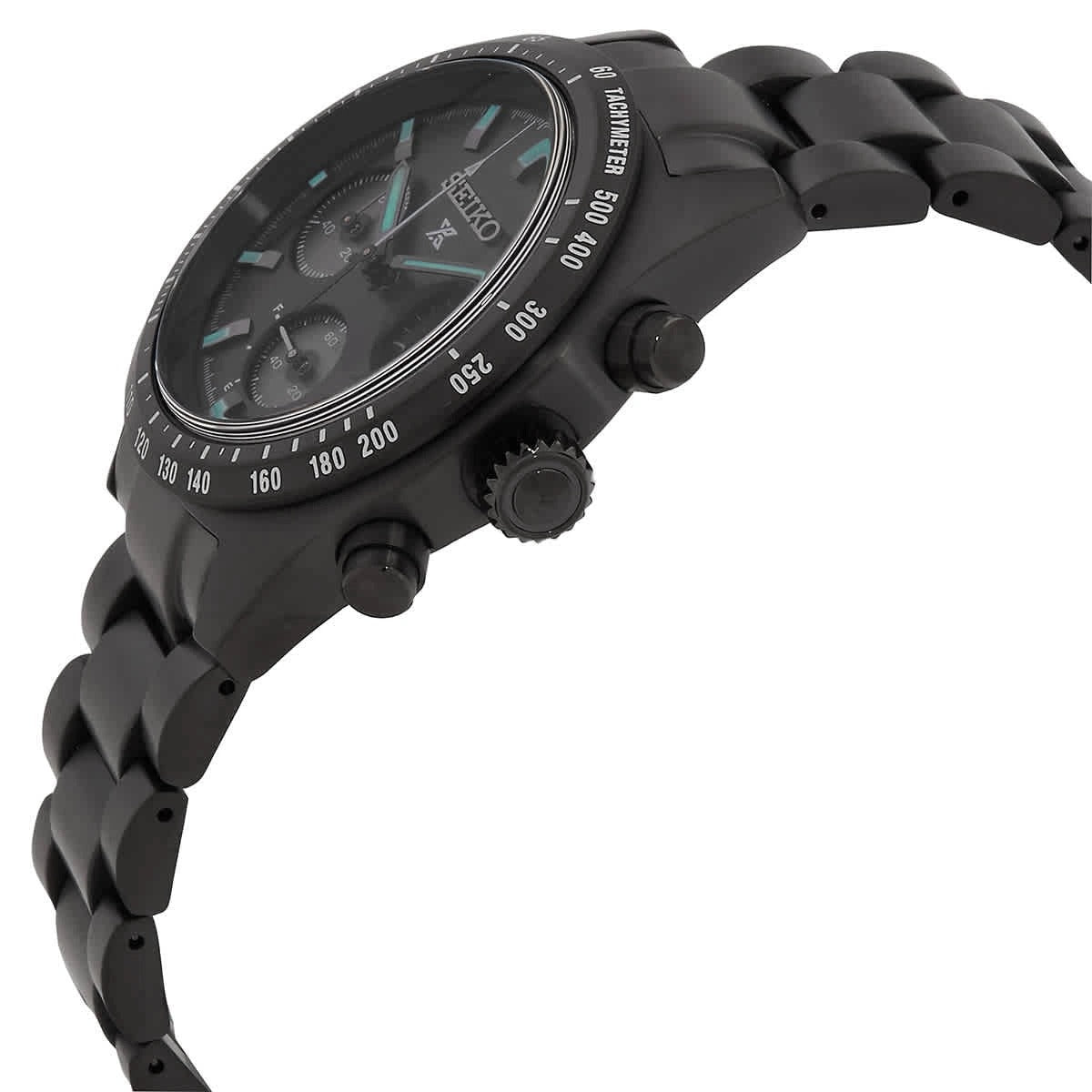 Seiko Prospex Speedtimer The Black Series Limited Edition Black Dial Black Steel Strap Watch for Men - SSC917