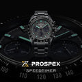 Seiko Prospex Speedtimer The Black Series Limited Edition Black Dial Black Steel Strap Watch for Men - SSC917