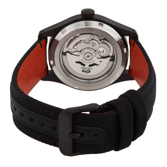 Seiko 5 Sports Flieger Pilot Automatic Black Dial Black Nylon Strap Watch for Men - SRPH33K1