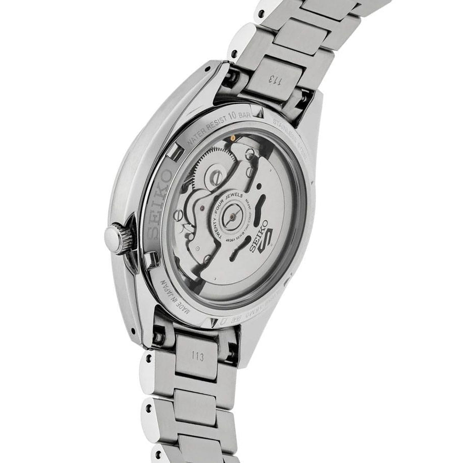 Seiko 5 Sports Automatic Gold Dial Silver Steel Strap Watch for Men - SRPL59K1