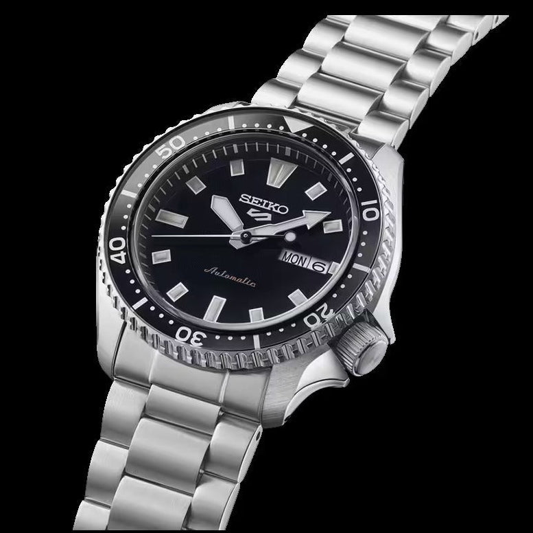 Seiko 5 Sports SKX Automatic Black Dial Silver Steel Strap Watch for Men - SRPL85K1
