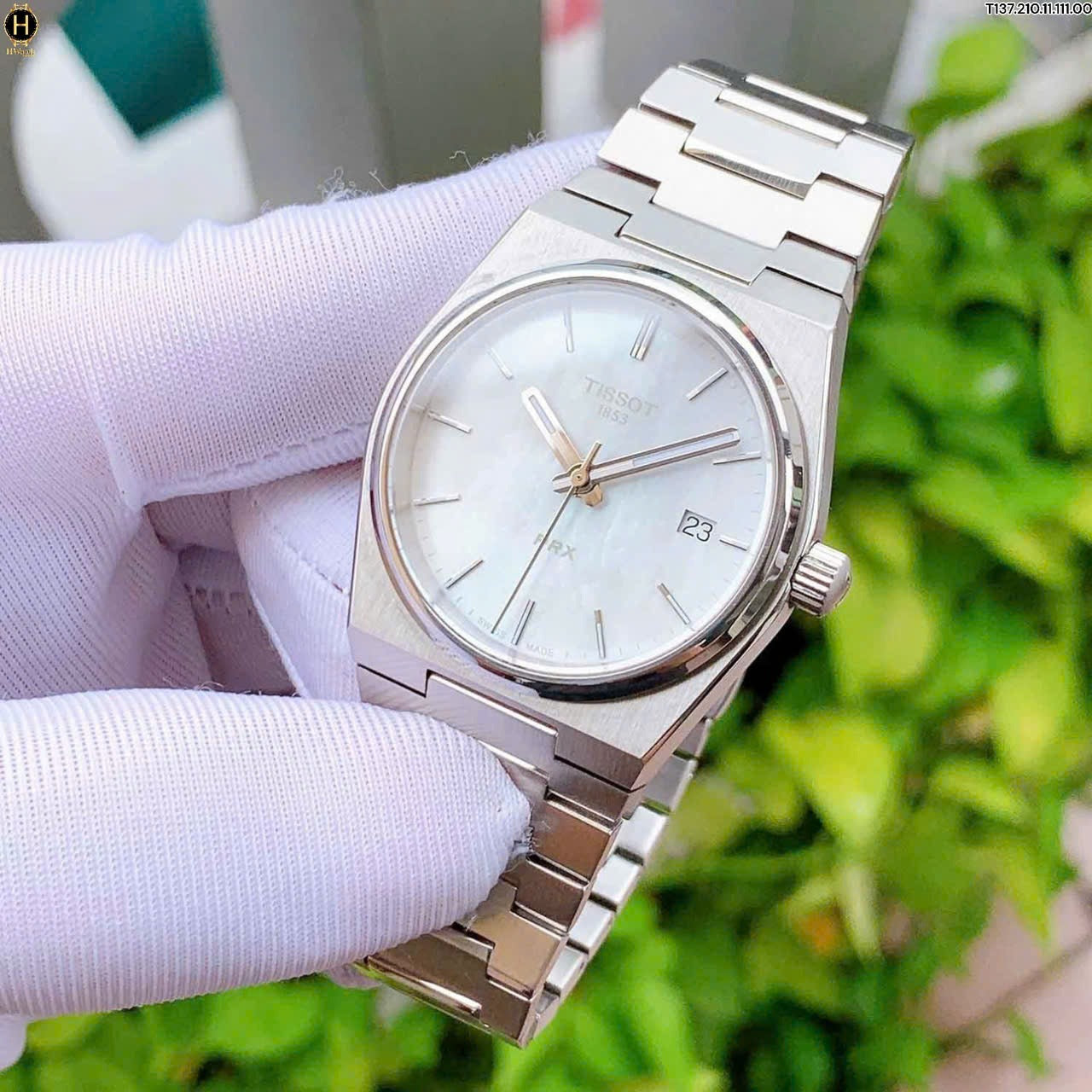 Tissot PRX Quartz Mother of Pearl Dial Silver Steel Strap Watch for Women- T137.210.11.111.00