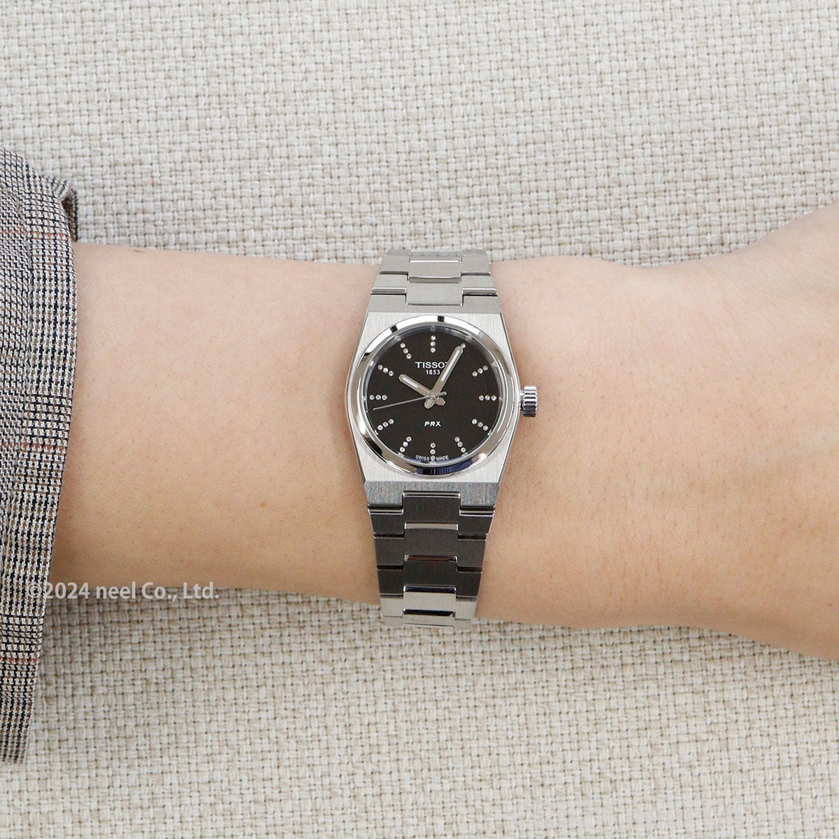 Tissot PRX Quartz Diamonds Black Dial Silver Steel Strap Watch for Women - T137.010.11.056.00