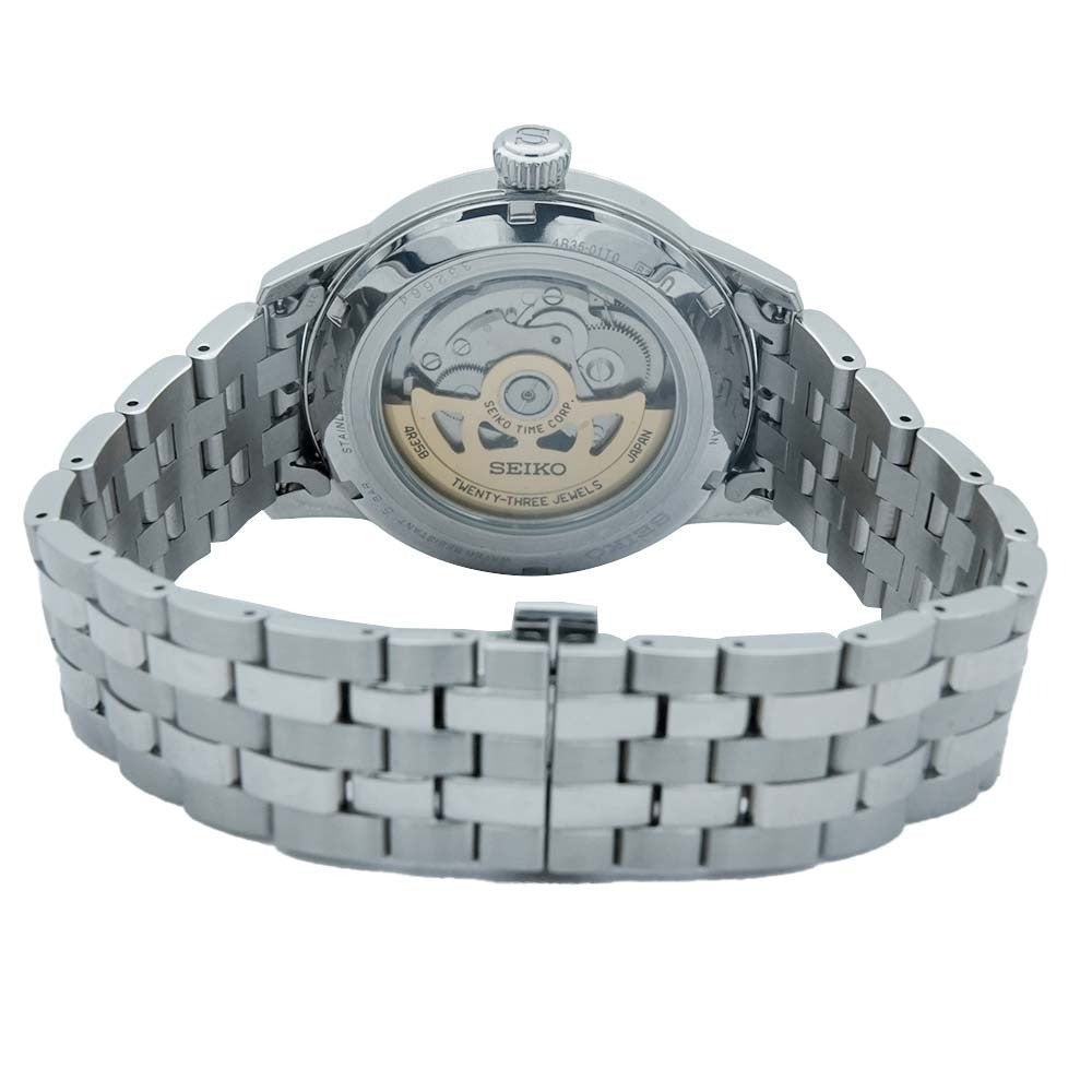 Seiko Presage Cocktail Time Automatic Ice Blue Dial Silver Steel Strap Watch for Men - SRPE19J1