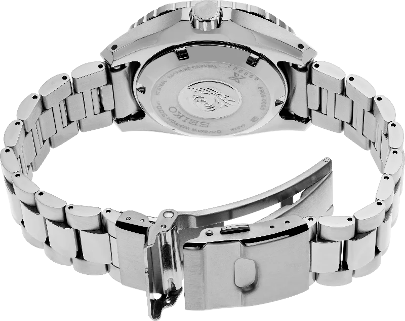 Seiko Prospex Polygonal Sea Diver Automatic Black Dial Silver Steel Strap Watch for Men - SPB485J1