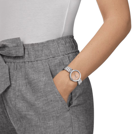 Tissot T-Lady Flamingo Diamonds Pink Dial Silver Steel Strap Watch for Women - T094.210.11.336.00