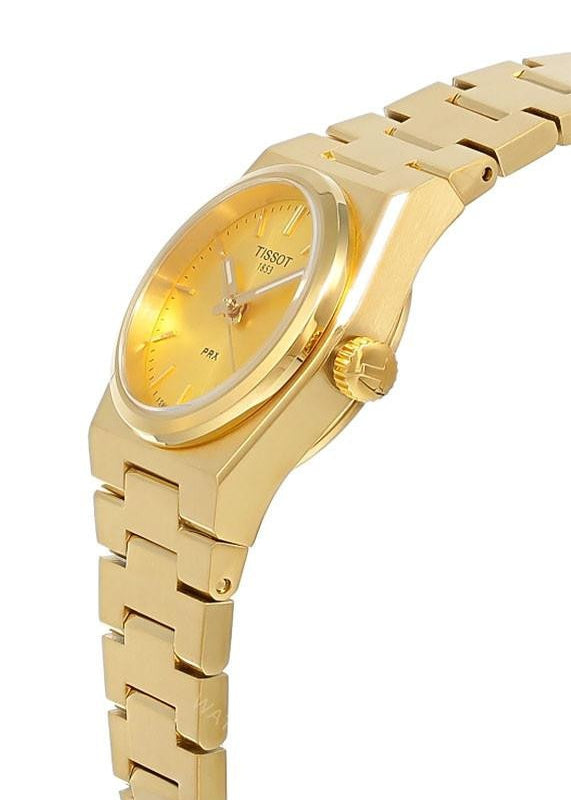 Tissot PRX 25mm Gold DIal Gold Steel Strap Watch for Women - T137.010.33.021.00