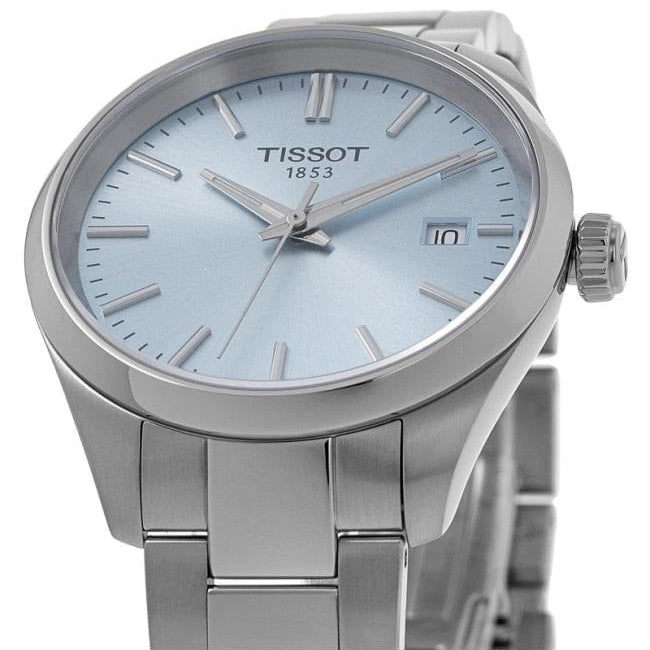 Tissot PR 100 Ice Blue Dial Silver Steel Strap Watch for Women - T150.210.11.351.00