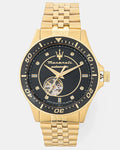 Maserati SFIDA Special Edition Automatic Black Dial Gold Steel Strap Watch for Men - R8823140012