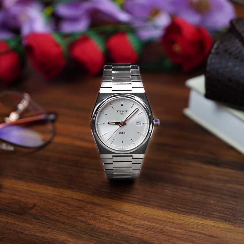 Tissot PRX Quartz Mother of Pearl Dial Silver Steel Strap Watch for Women- T137.210.11.111.00