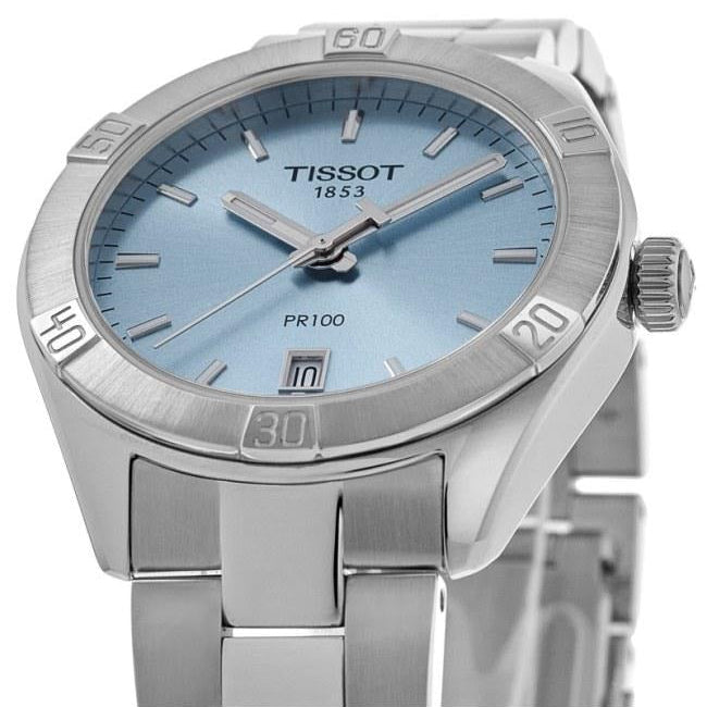 Tissot PR 100 Sport Chic Lady Blue Dial Silver Steel Strap Watch for Women - T101.910.11.351.00
