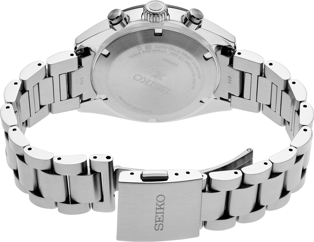 Seiko Prospex Speedtimer Solar Chronograph Black Dial Silver Steel Strap Watch for Men - SSC819