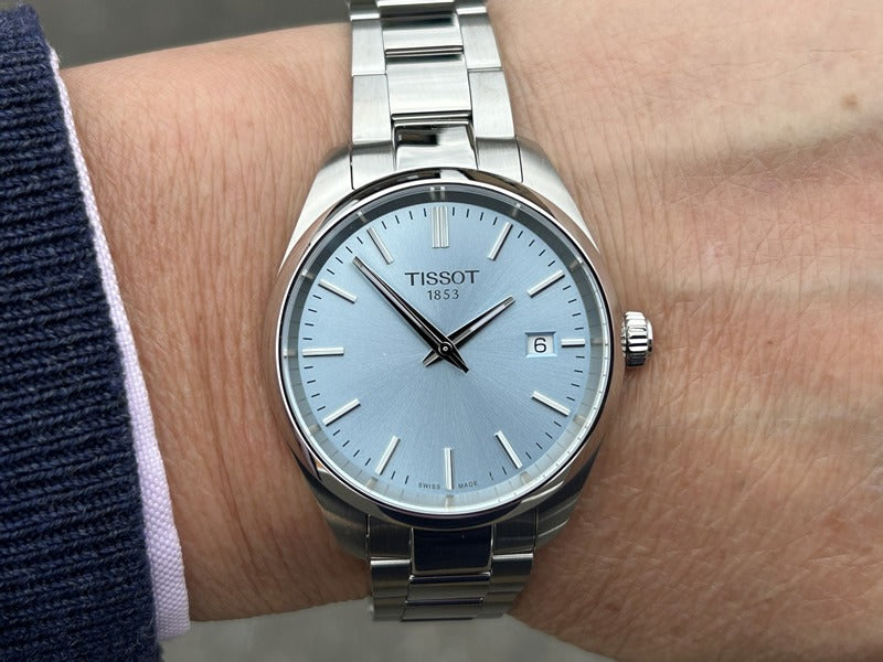 Tissot PR 100 Ice Blue Dial Silver Steel Strap Watch for Women - T150.210.11.351.00