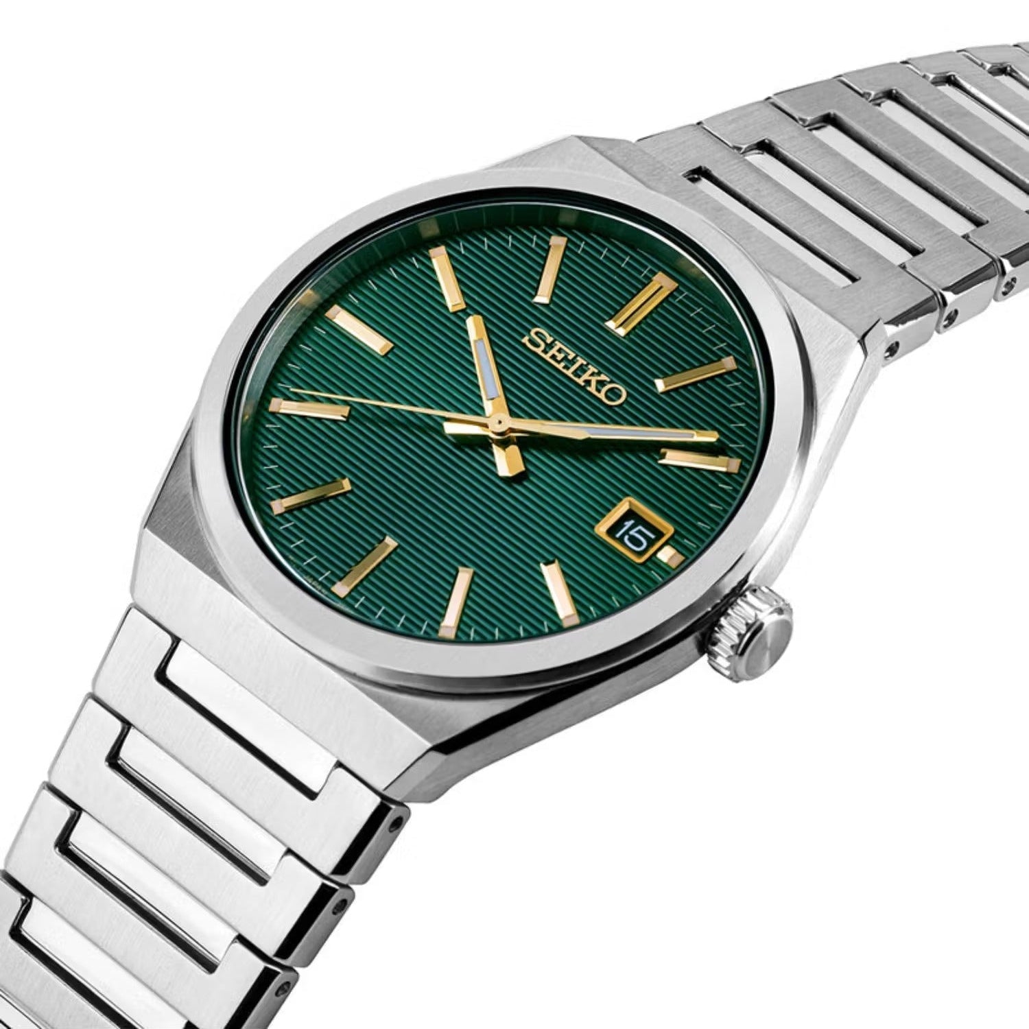 Seiko Conceptual Green Dial Silver Steel Strap Watch for Men - SUR601P1