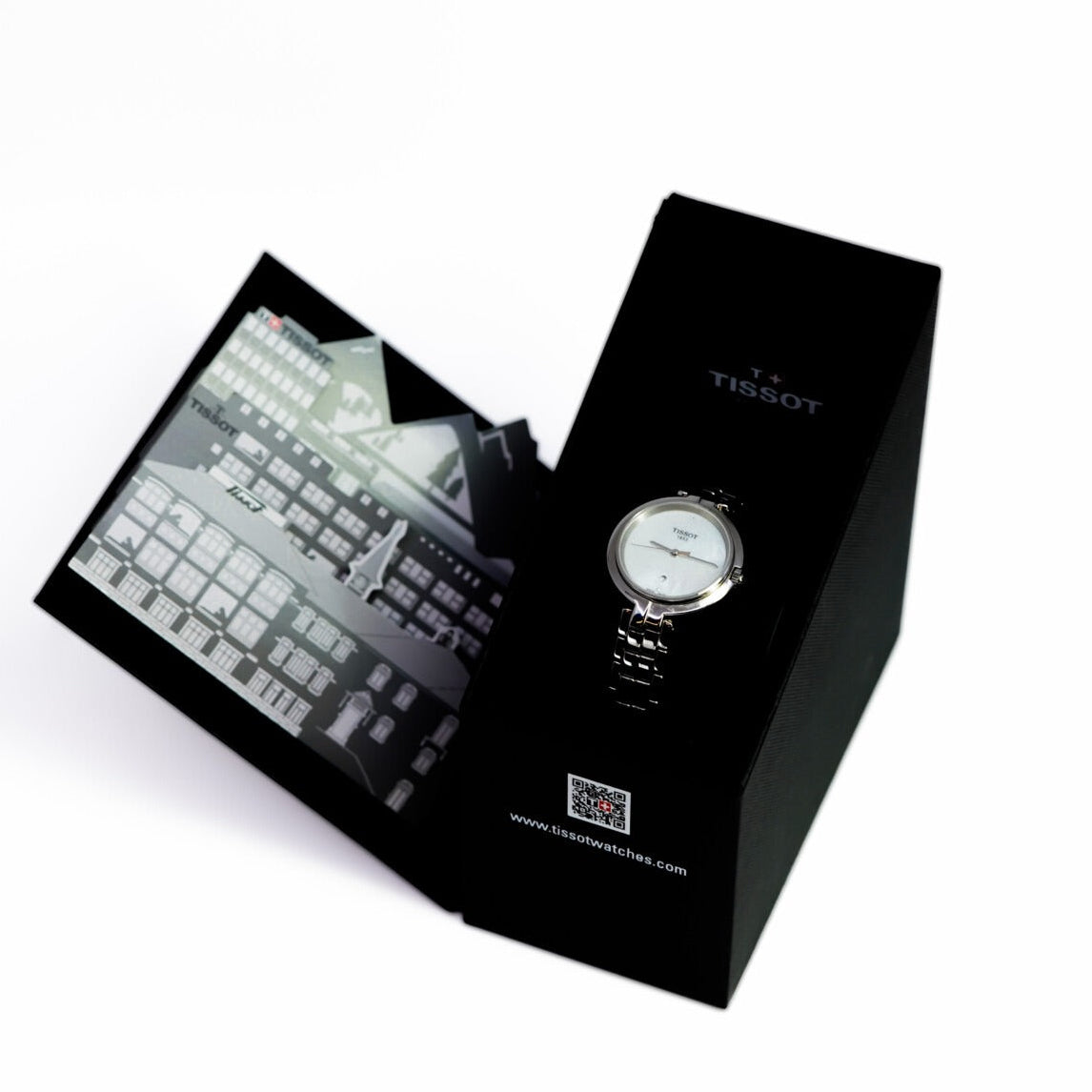 Tissot T-Lady Flamingo Diamonds Mother of Pearl Dial SIlver Steel Strap Watch for Women - T094.210.11.116.02