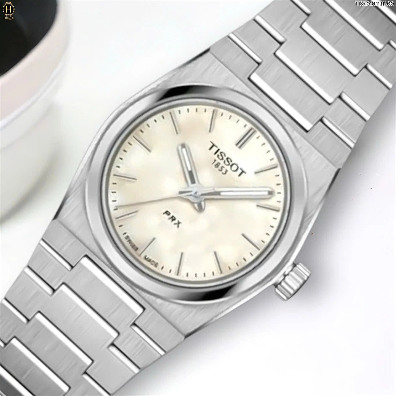 Tissot PRX Quartz Mother of Pearl Dial Silver Steel Strap Watch for Women - T137.010.11.111.00