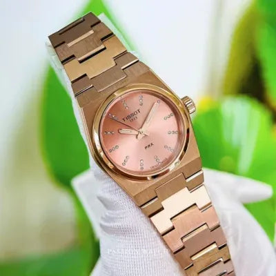 Tissot PRX Diamonds Rose Gold Dial Rose Gold Steel Strap Watch for Women - T137.010.33.506.00