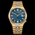 Citizen Tsuyosa 60 Automatic Blue Dial Rose Gold Steel Strap Watch for Men - NK0023-57L